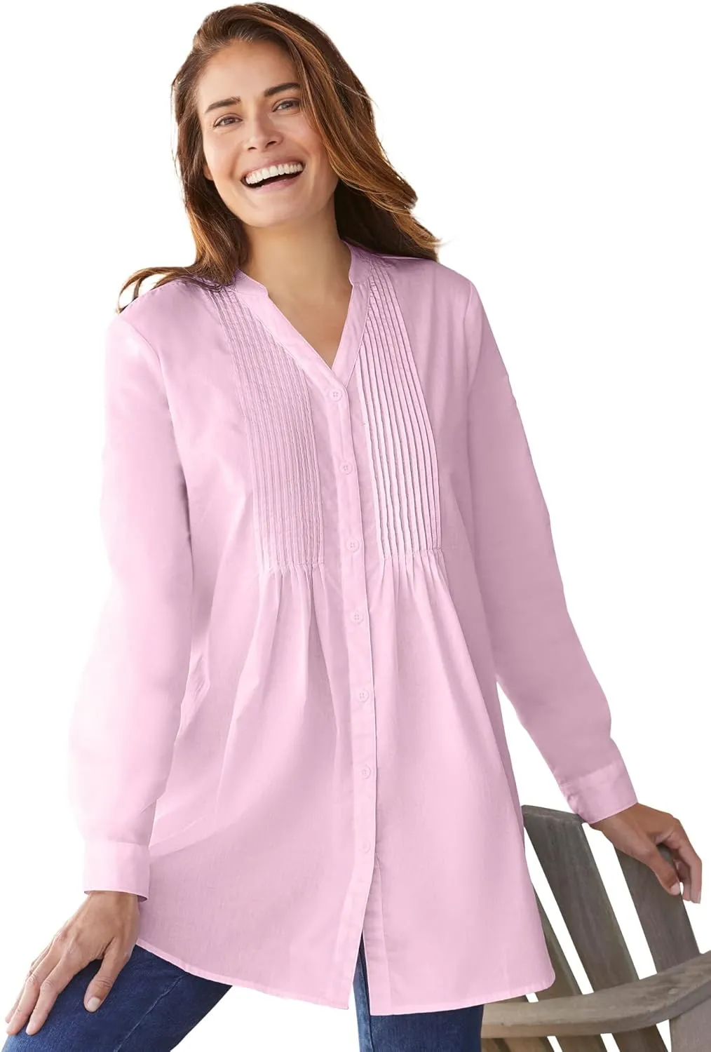 Woman Within Women's Plus Size Perfect Pintuck Tunic