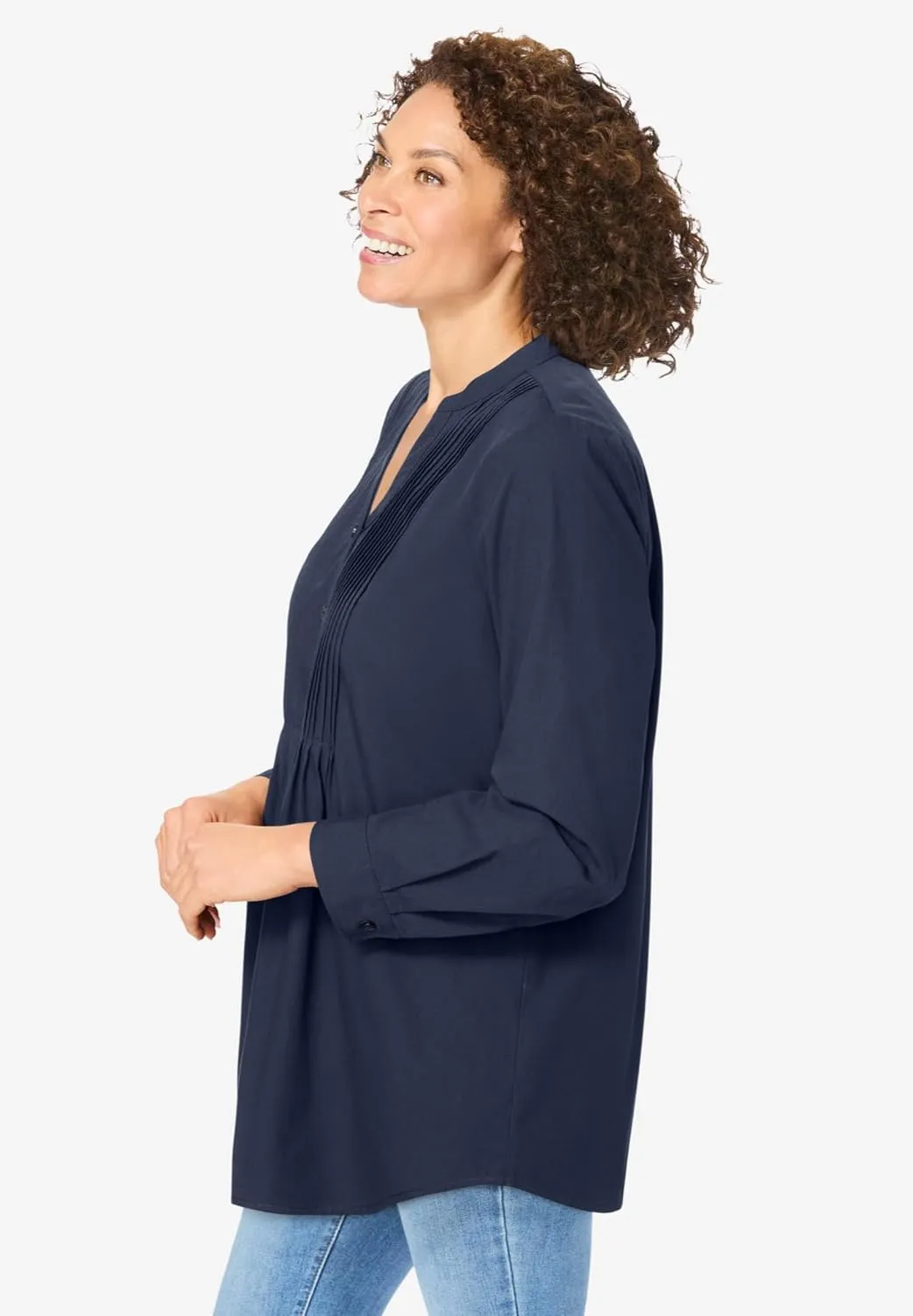 Woman Within Women's Plus Size Perfect Pintuck Tunic