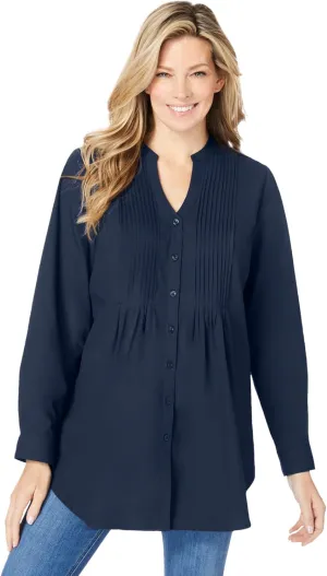 Woman Within Women's Plus Size Perfect Pintuck Tunic