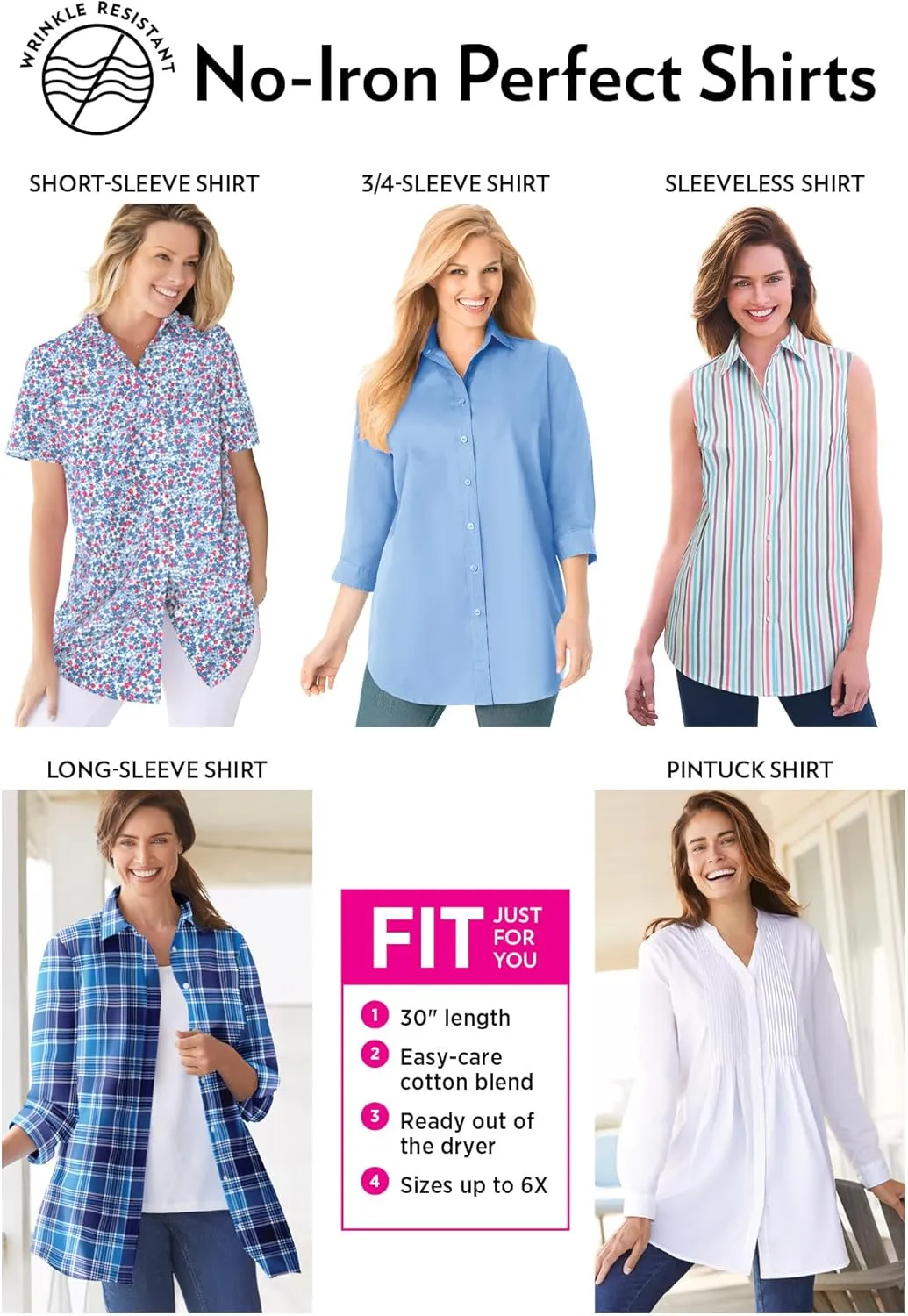 Woman Within Women's Plus Size Perfect Pintuck Tunic