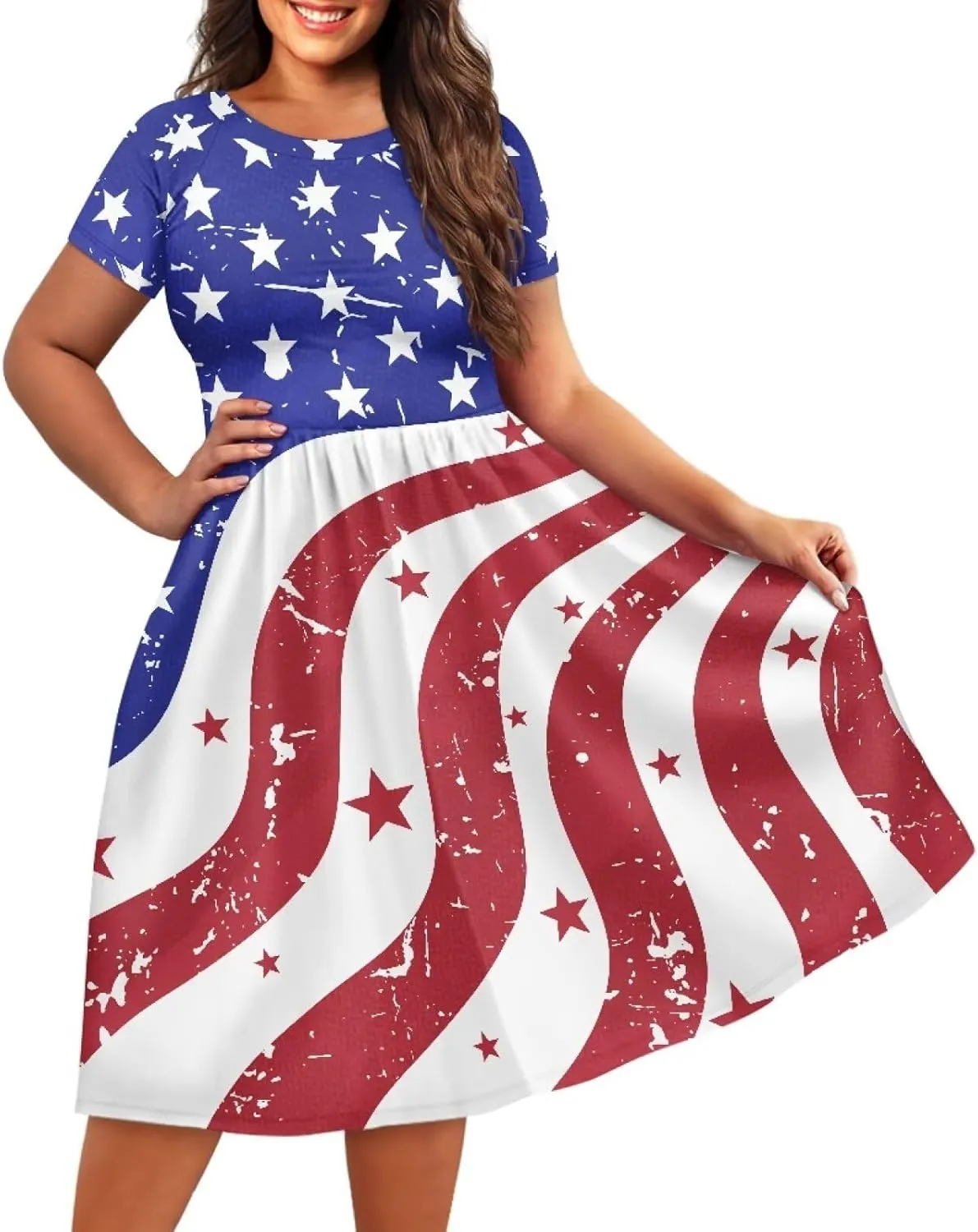 Women 2024 Casual Summer Dresses Spring Short Sleeve Casual Loose Swing Beach Sundress