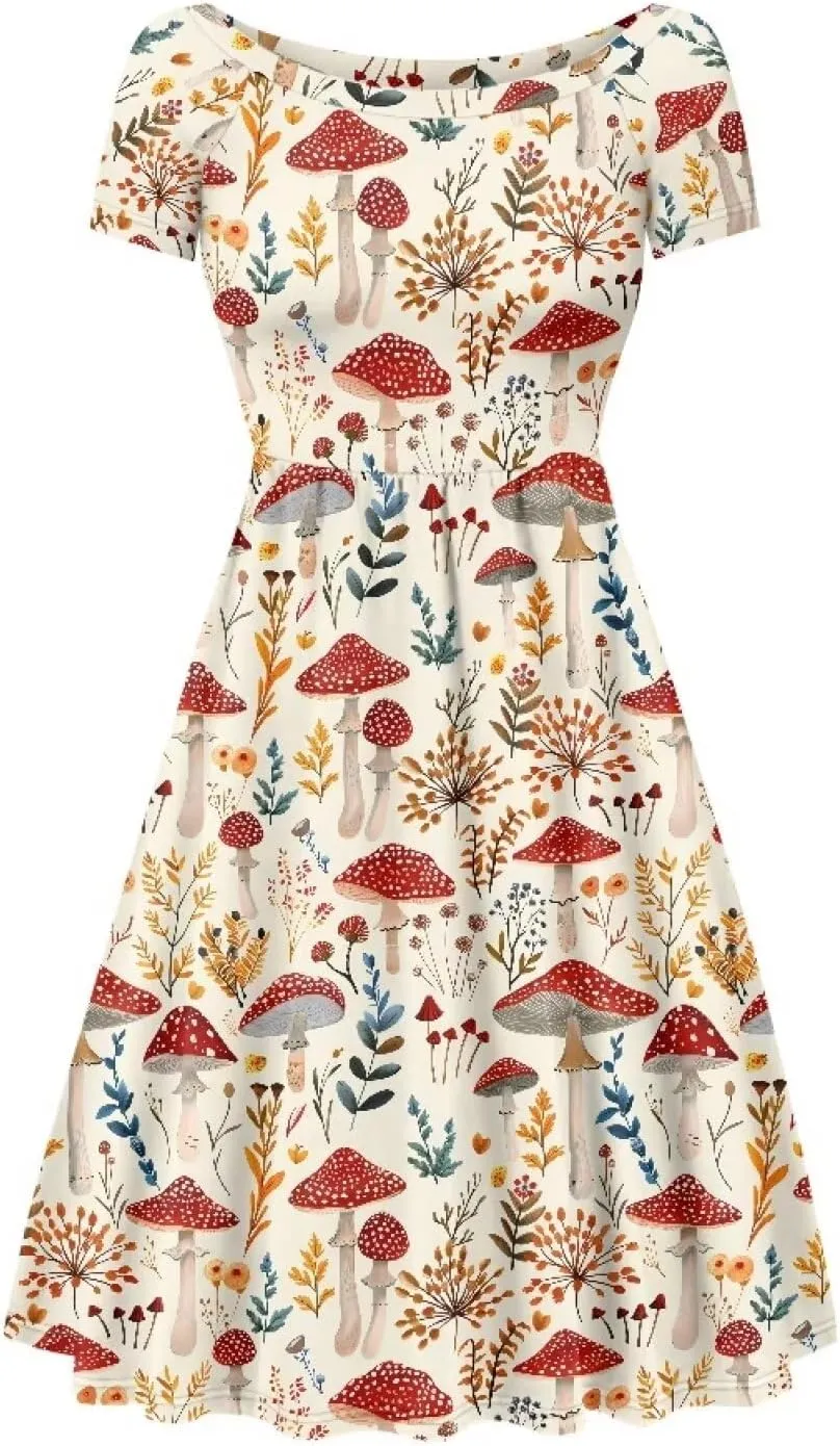 Women 2024 Casual Summer Dresses Spring Short Sleeve Casual Loose Swing Beach Sundress