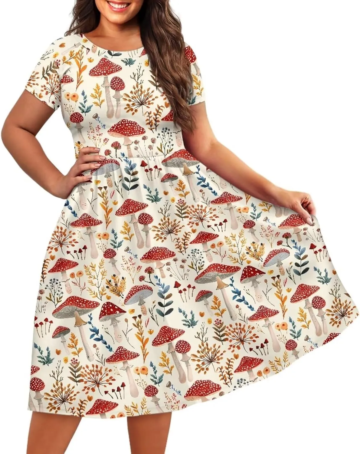 Women 2024 Casual Summer Dresses Spring Short Sleeve Casual Loose Swing Beach Sundress
