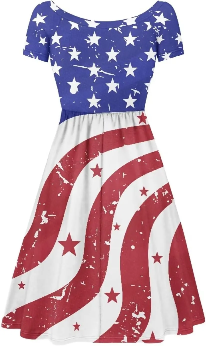 Women 2024 Casual Summer Dresses Spring Short Sleeve Casual Loose Swing Beach Sundress