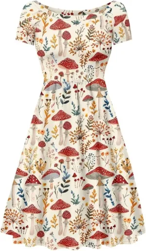 Women 2024 Casual Summer Dresses Spring Short Sleeve Casual Loose Swing Beach Sundress
