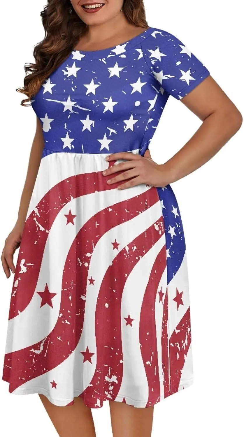Women 2024 Casual Summer Dresses Spring Short Sleeve Casual Loose Swing Beach Sundress