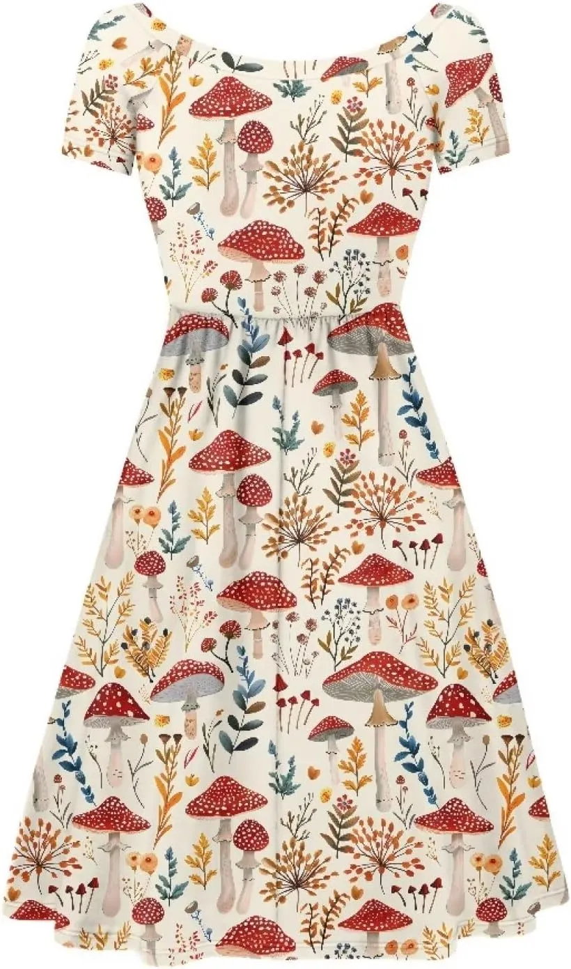 Women 2024 Casual Summer Dresses Spring Short Sleeve Casual Loose Swing Beach Sundress