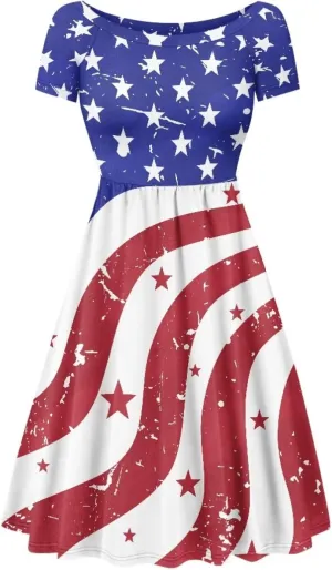 Women 2024 Casual Summer Dresses Spring Short Sleeve Casual Loose Swing Beach Sundress