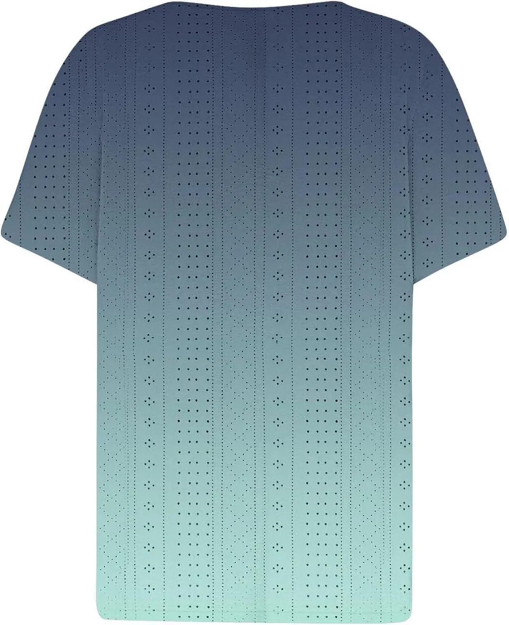 Women Dressy Causal Eyelet Tops Trendy Gradient Print Summer Shirts Short Sleeve Button Down V Neck Tunic Blouses