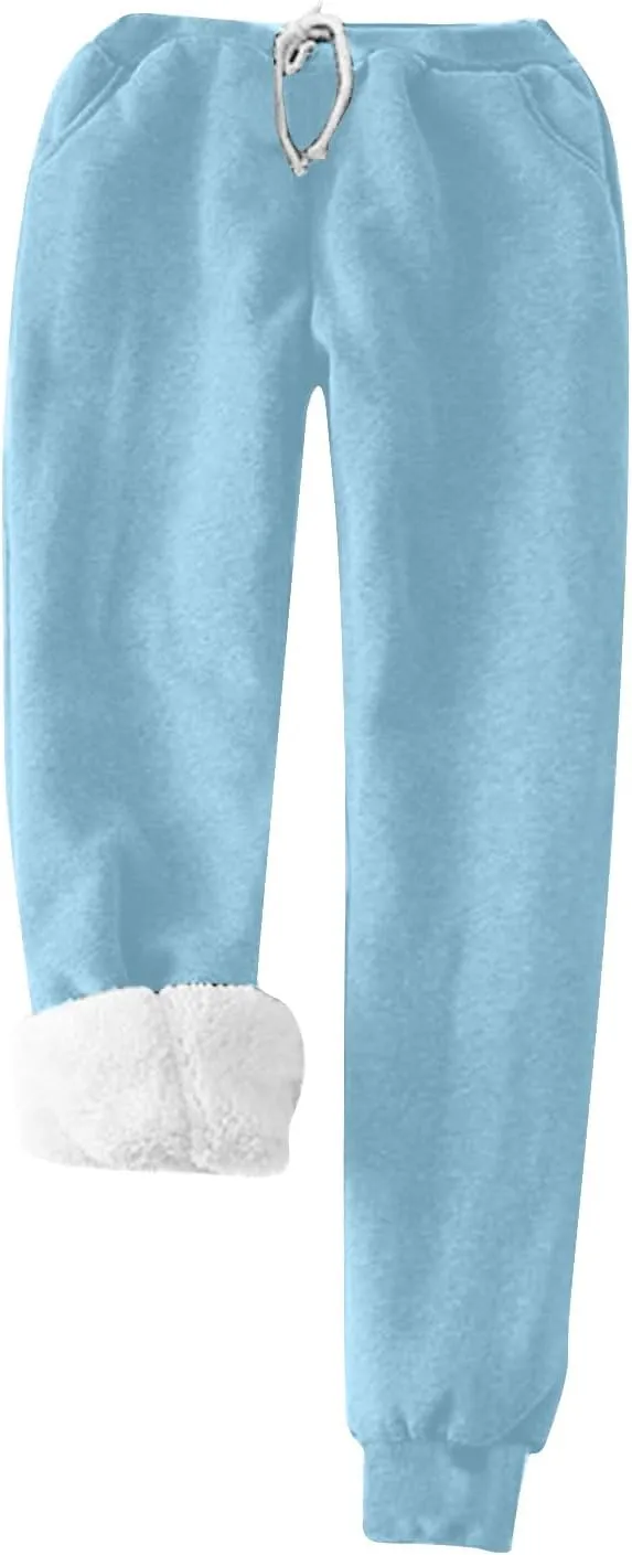 Women Winter Fleece 2 Piece Set Soft Sherpa Lined Loungewear Long Sleeve Plush Tops and Pants Lounge Outfits