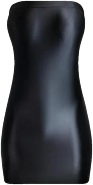 Women Wrap Buttocks Dress Silky Tight Fitting Bra Short Skirt Oil Smooth Beach Glossy Dress