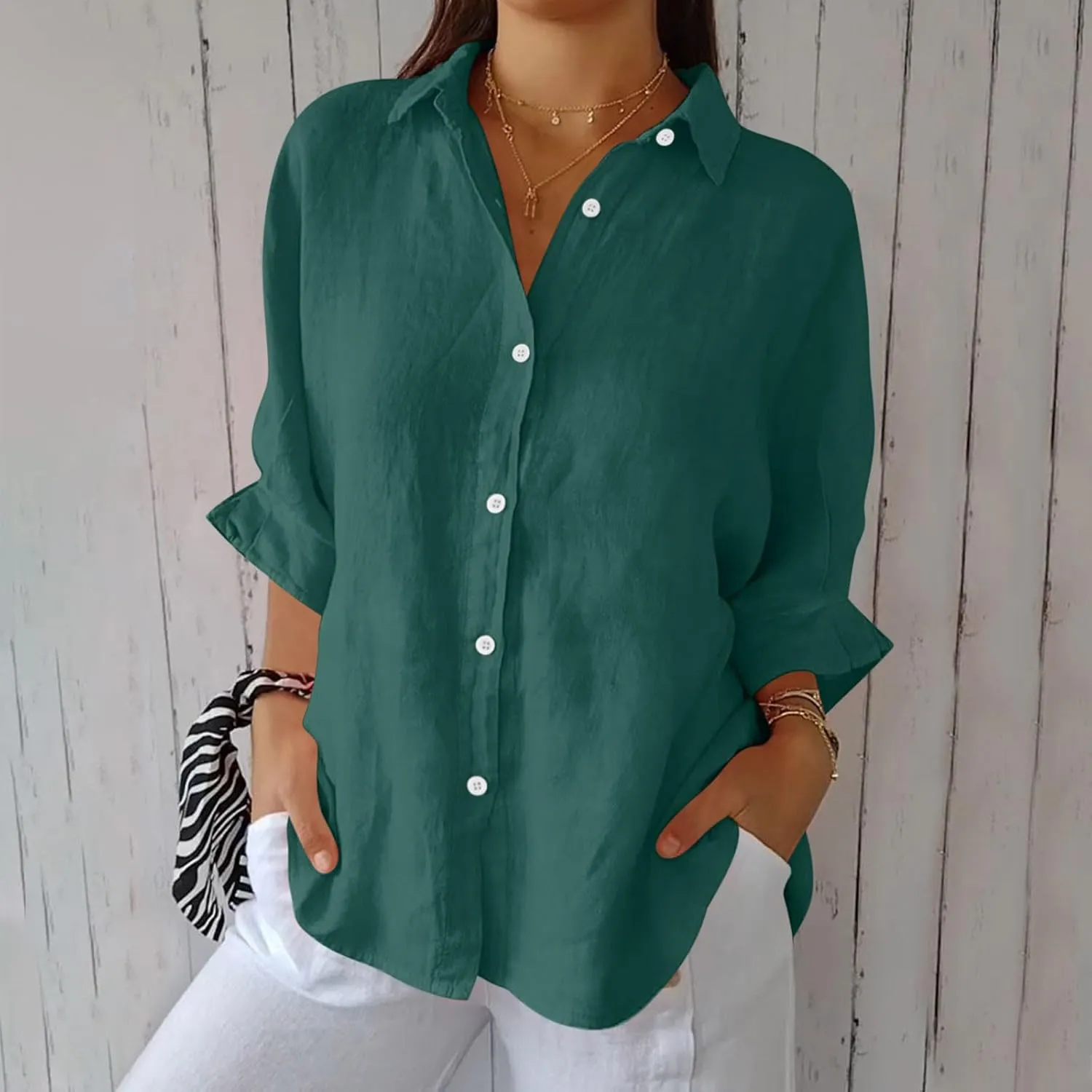 Womens Button Down Shirt Cotton Linen Lapel Tops Spring Summer Going Out Blouse 2025 Dressy Casual Loose Fit T Shirt
