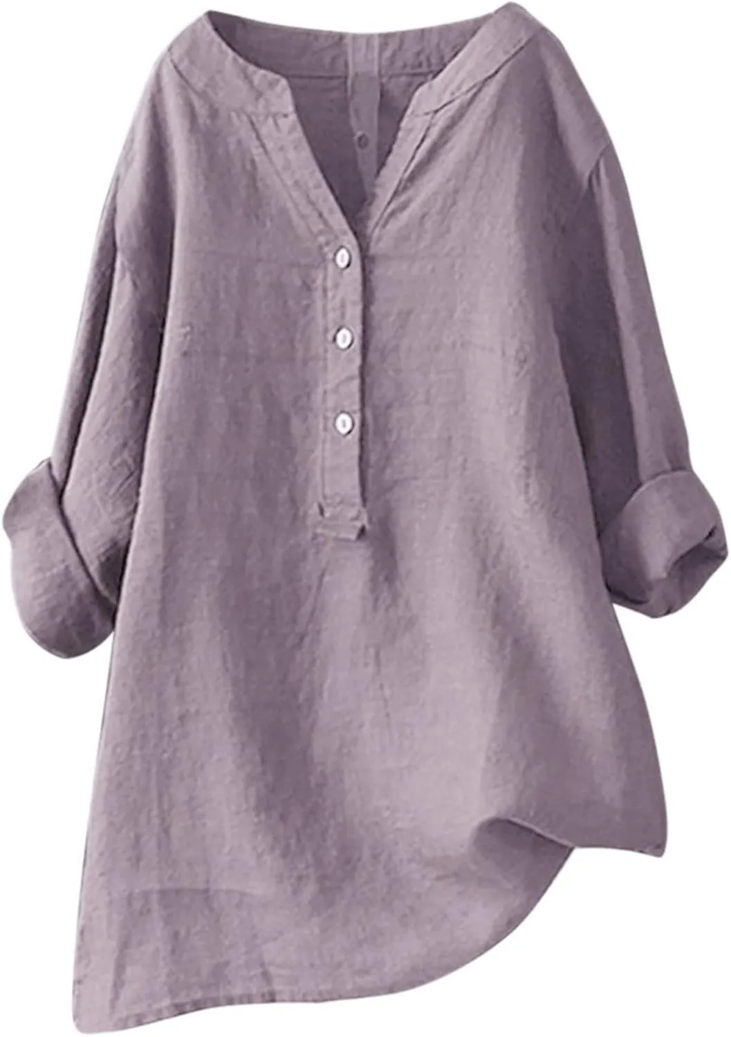 Women's Button Down Shirts Plain Long Sleeve Linen Summer Casual Oversized Blouse Tops Loose Fit Tee Tops