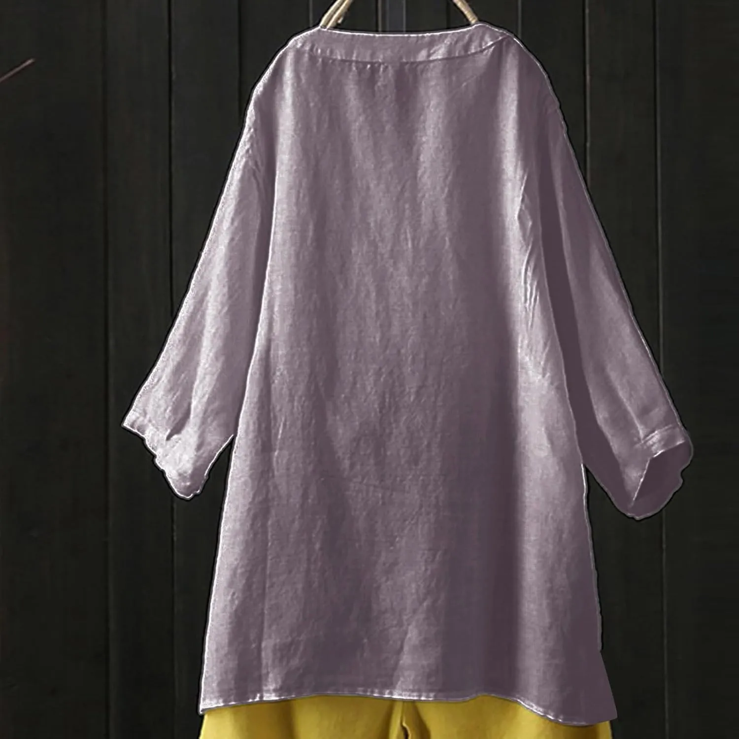 Women's Button Down Shirts Plain Long Sleeve Linen Summer Casual Oversized Blouse Tops Loose Fit Tee Tops