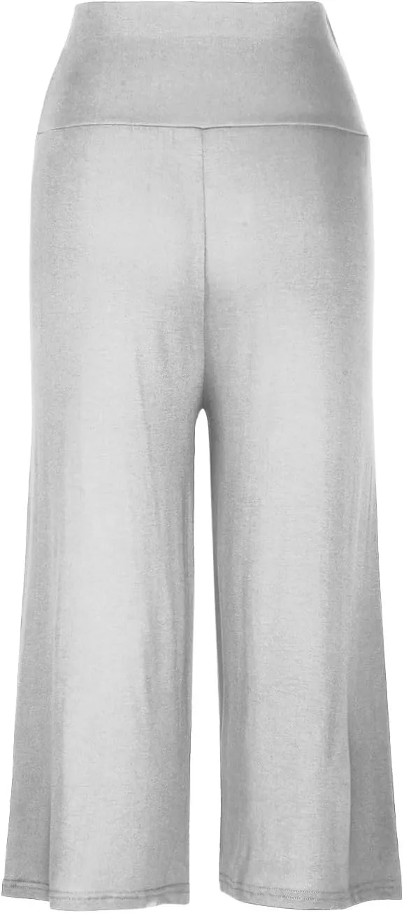 Womens Capris Wide Leg Yoga Pants High Waisted Summer Pants Cropped Lounge Pants Tummy Control Flowy Pants Boho Pants