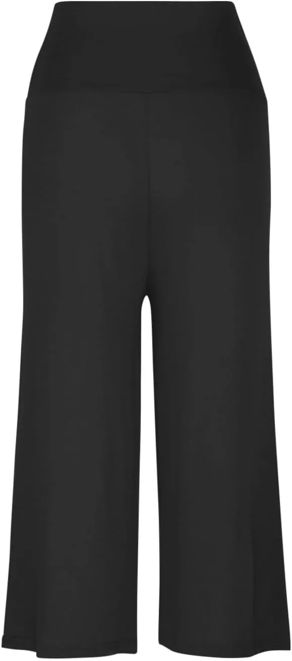 Womens Capris Wide Leg Yoga Pants High Waisted Summer Pants Cropped Lounge Pants Tummy Control Flowy Pants Boho Pants