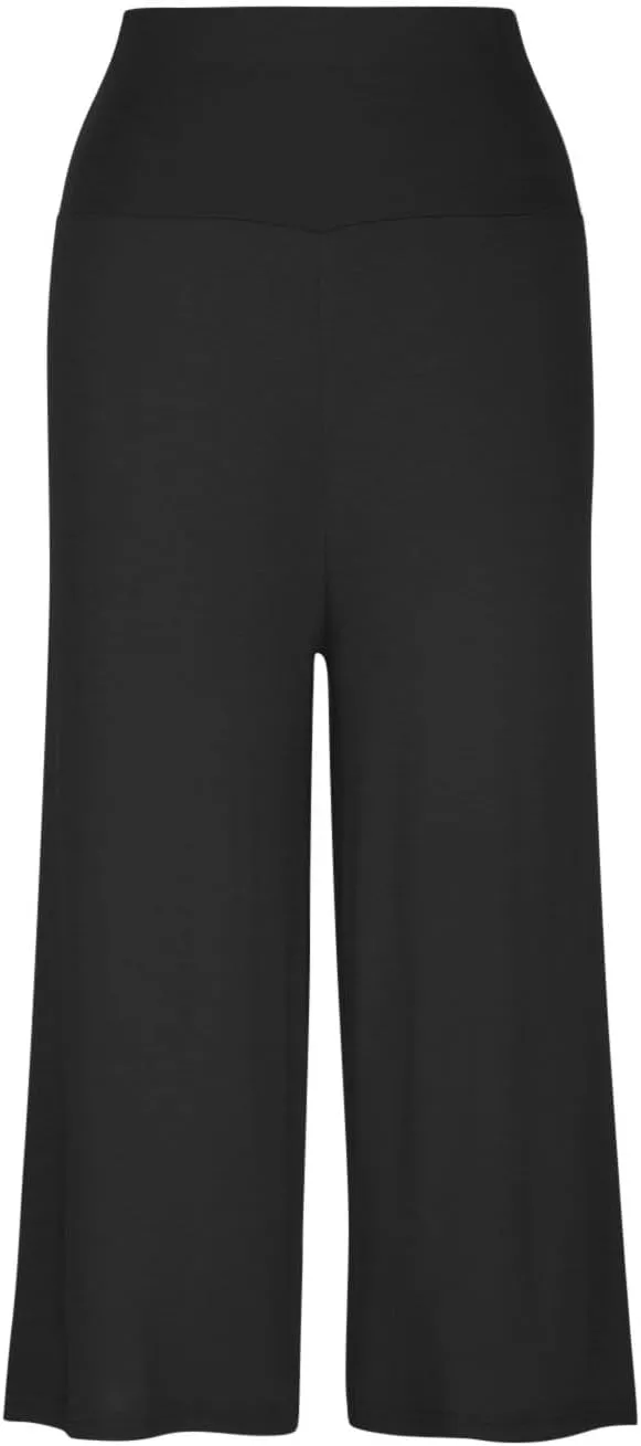 Womens Capris Wide Leg Yoga Pants High Waisted Summer Pants Cropped Lounge Pants Tummy Control Flowy Pants Boho Pants