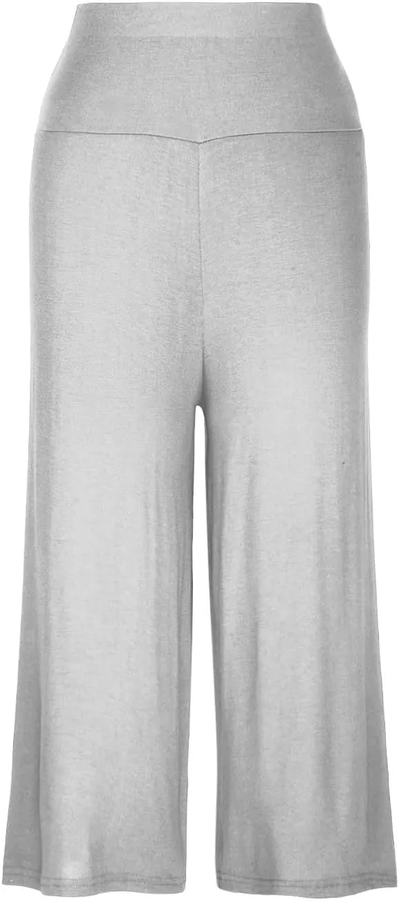 Womens Capris Wide Leg Yoga Pants High Waisted Summer Pants Cropped Lounge Pants Tummy Control Flowy Pants Boho Pants