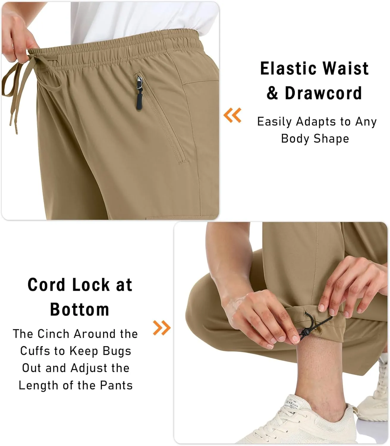 Women's Cargo Hiking Pants Camping Fishing Drift Quick Dry Water Resistant UPF50  Workout Travel Pants 5 Zip Pockets