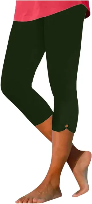 Womens Casual Cropped Leggings Seamless Smooth Stretchy Yoga Pants High Waisted Butt Lifting Tights Beach Sweatpants