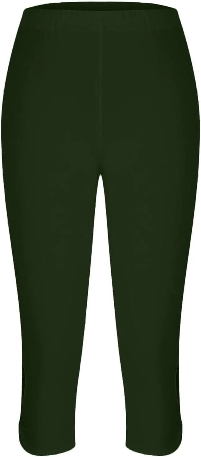 Womens Casual Cropped Leggings Seamless Smooth Stretchy Yoga Pants High Waisted Butt Lifting Tights Beach Sweatpants