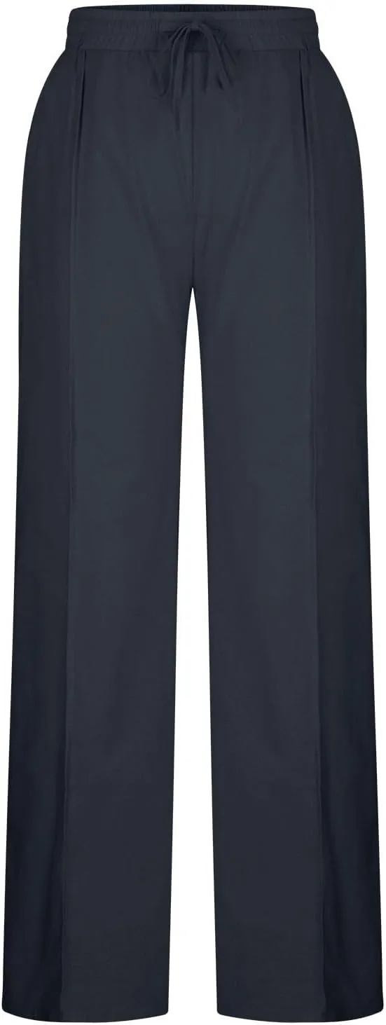 Women's Casual Linen Pants Summer Wide Leg Pants Drawstring Waist Lounge Pants Comfy Loose Pants Flowy Palazzo Pants