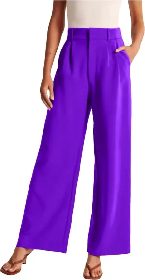 Womens Dress Pants Plus Size Wide Leg Work Pants Business Pants High Waist Chino Pants Straight Pants Comfy Trousers