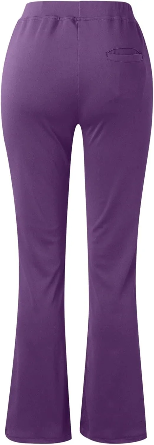 Womens Dress Pants Stretchy Dressy Pants Casual Work Pants Loose Straight Leg Pants Elastic High Waisted Pants Pockets