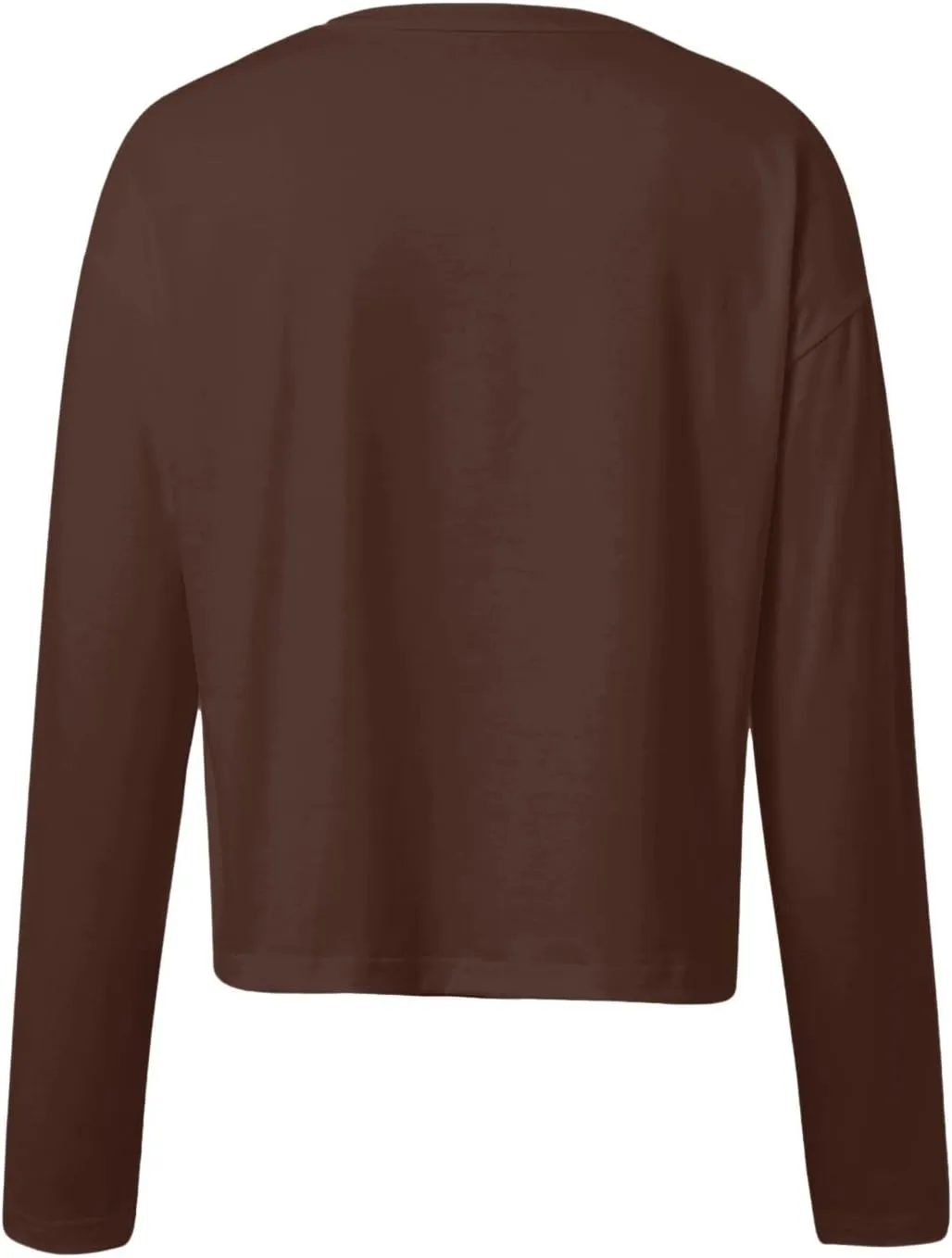 Womens Fashion Fall Long Sleeve Cropped T-Shirts Round Neck Drop Shoulder Crop Sweatshirts Solid Casual Crop Tops