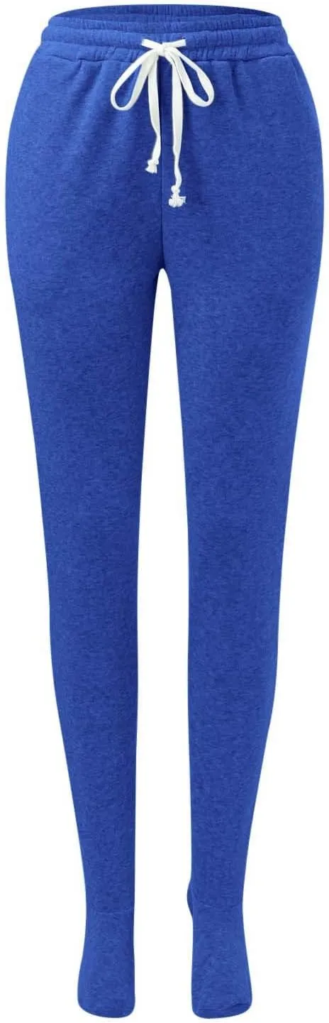 Women's Fleece Lined Leggings Elastic Waisted Outdoor Running Casual Drawstring Ultra-Soft Lounge Joggers Sweatpants