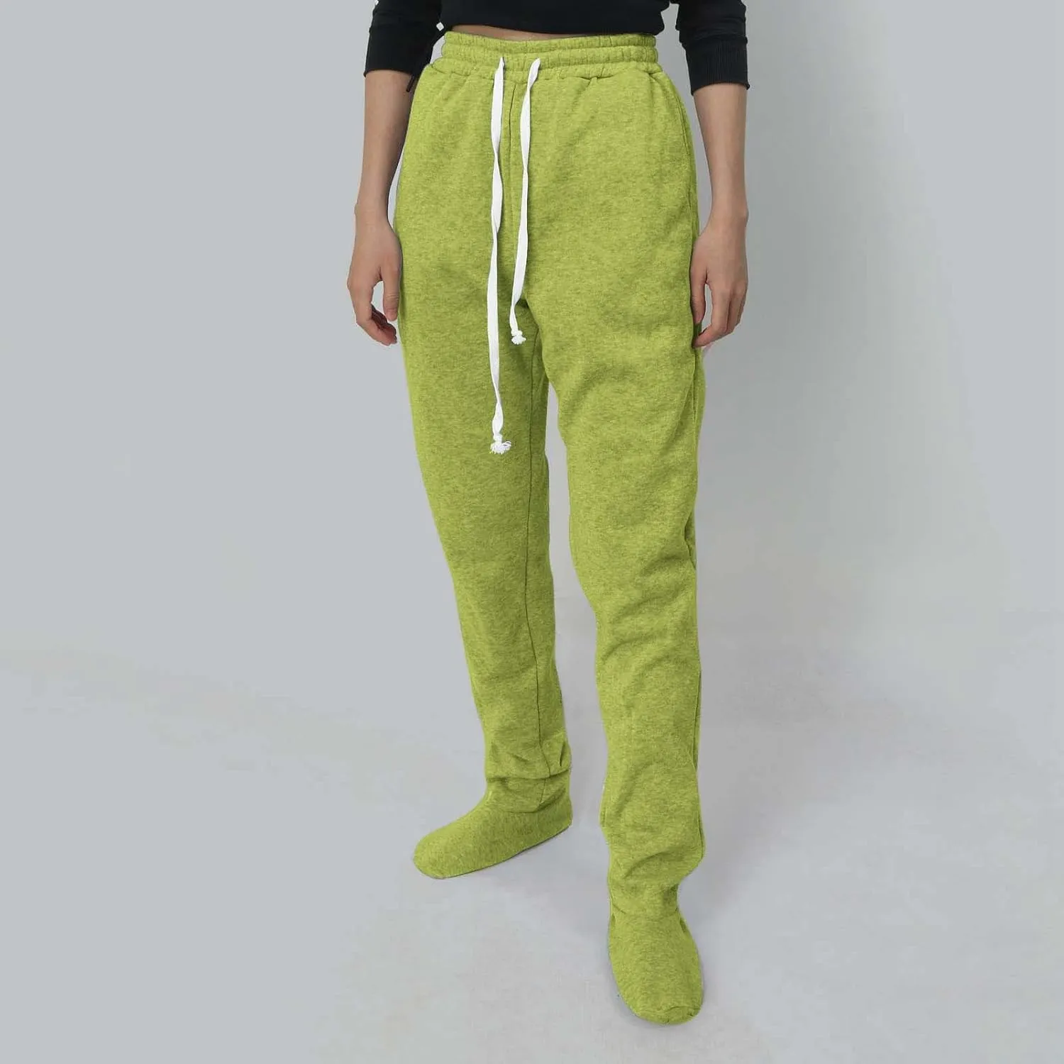 Women's Fleece Lined Leggings Elastic Waisted Outdoor Running Casual Drawstring Ultra-Soft Lounge Joggers Sweatpants