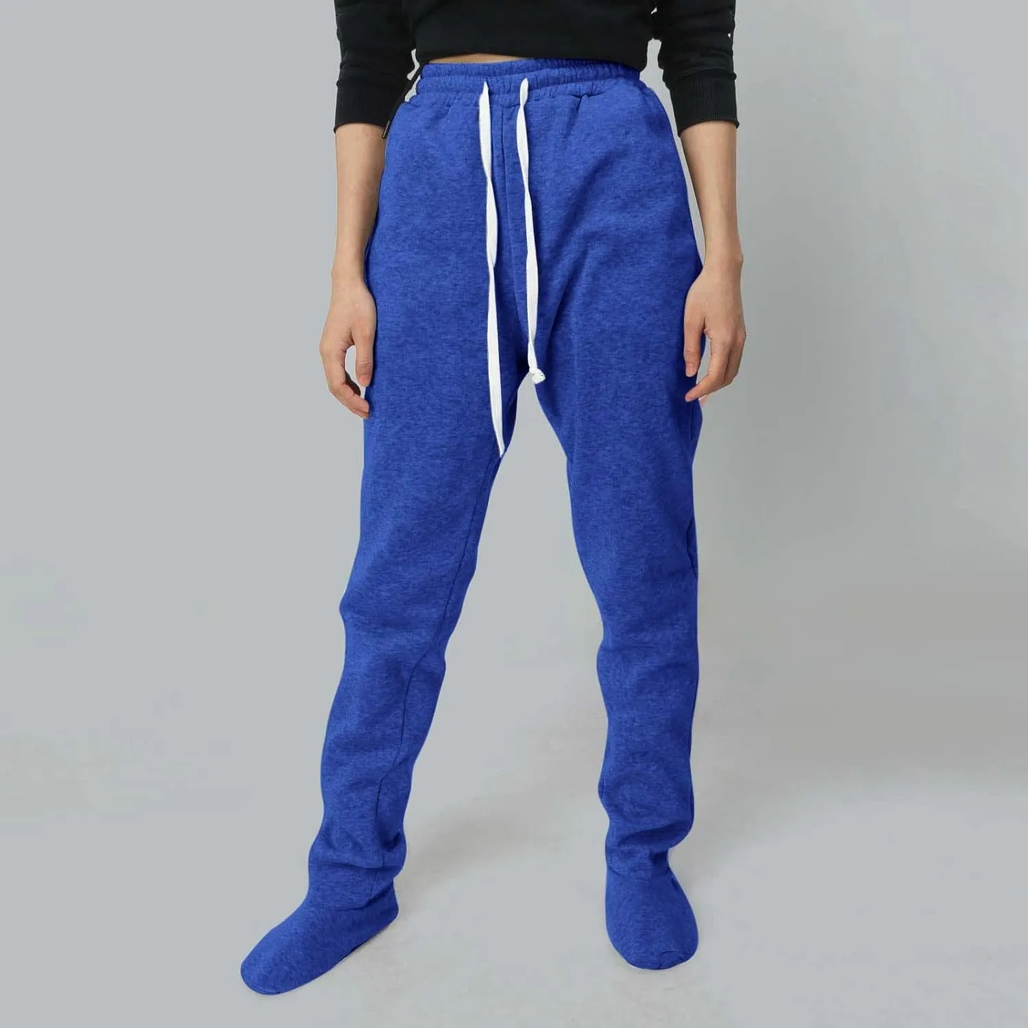 Women's Fleece Lined Leggings Elastic Waisted Outdoor Running Casual Drawstring Ultra-Soft Lounge Joggers Sweatpants