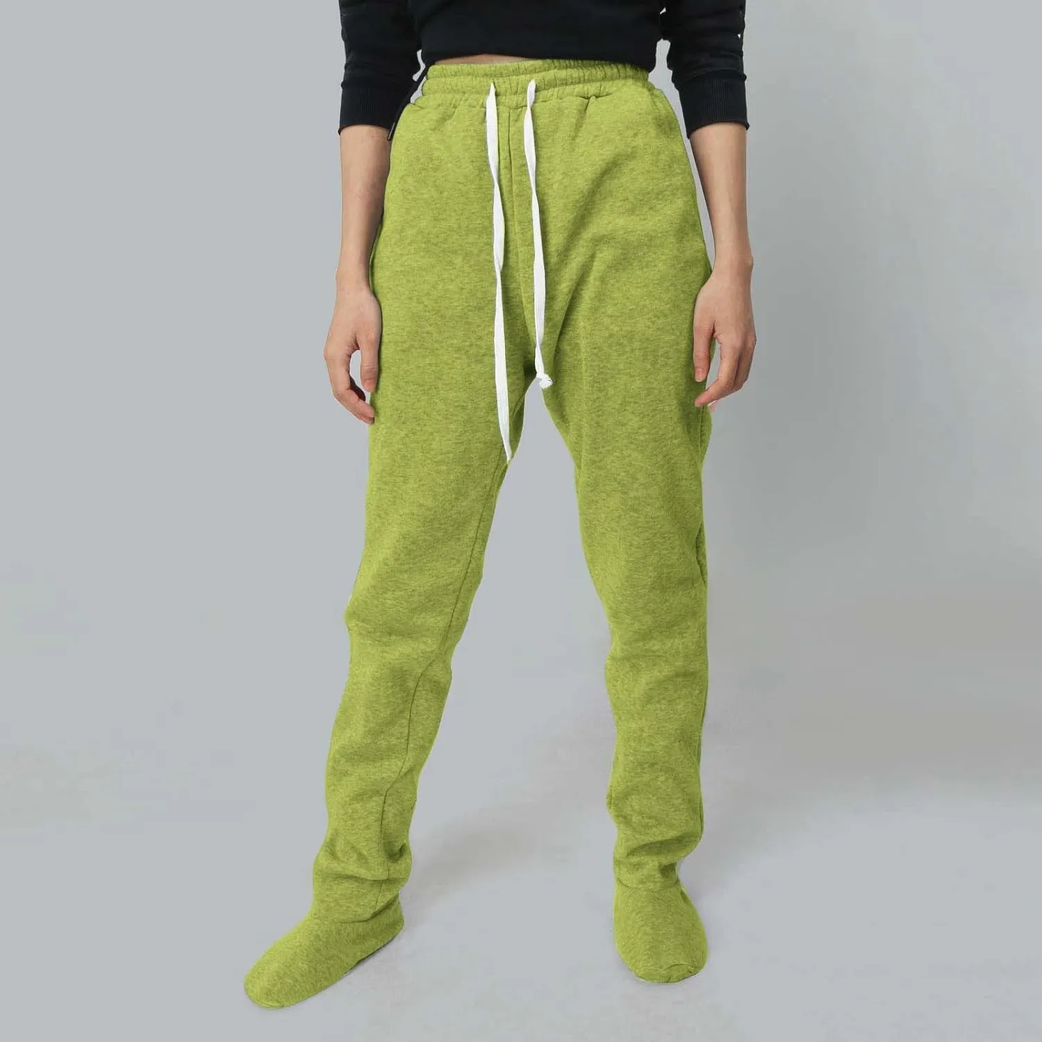 Women's Fleece Lined Leggings Elastic Waisted Outdoor Running Casual Drawstring Ultra-Soft Lounge Joggers Sweatpants