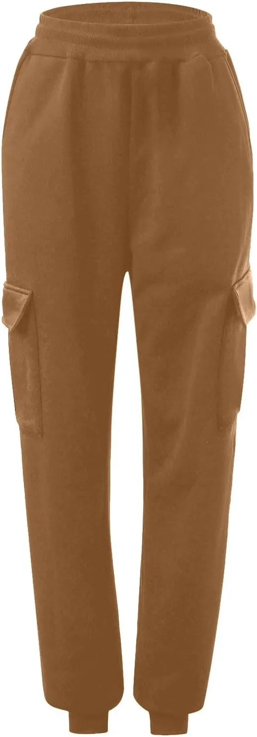 Women's Fleece Lined Sweatpants High Waisted Jogger Pants Warm Summer Workout Lounge Bottoms