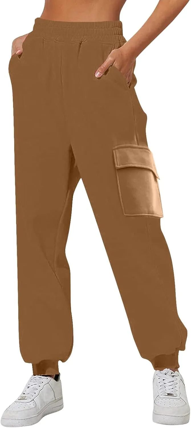 Women's Fleece Lined Sweatpants High Waisted Jogger Pants Warm Summer Workout Lounge Bottoms