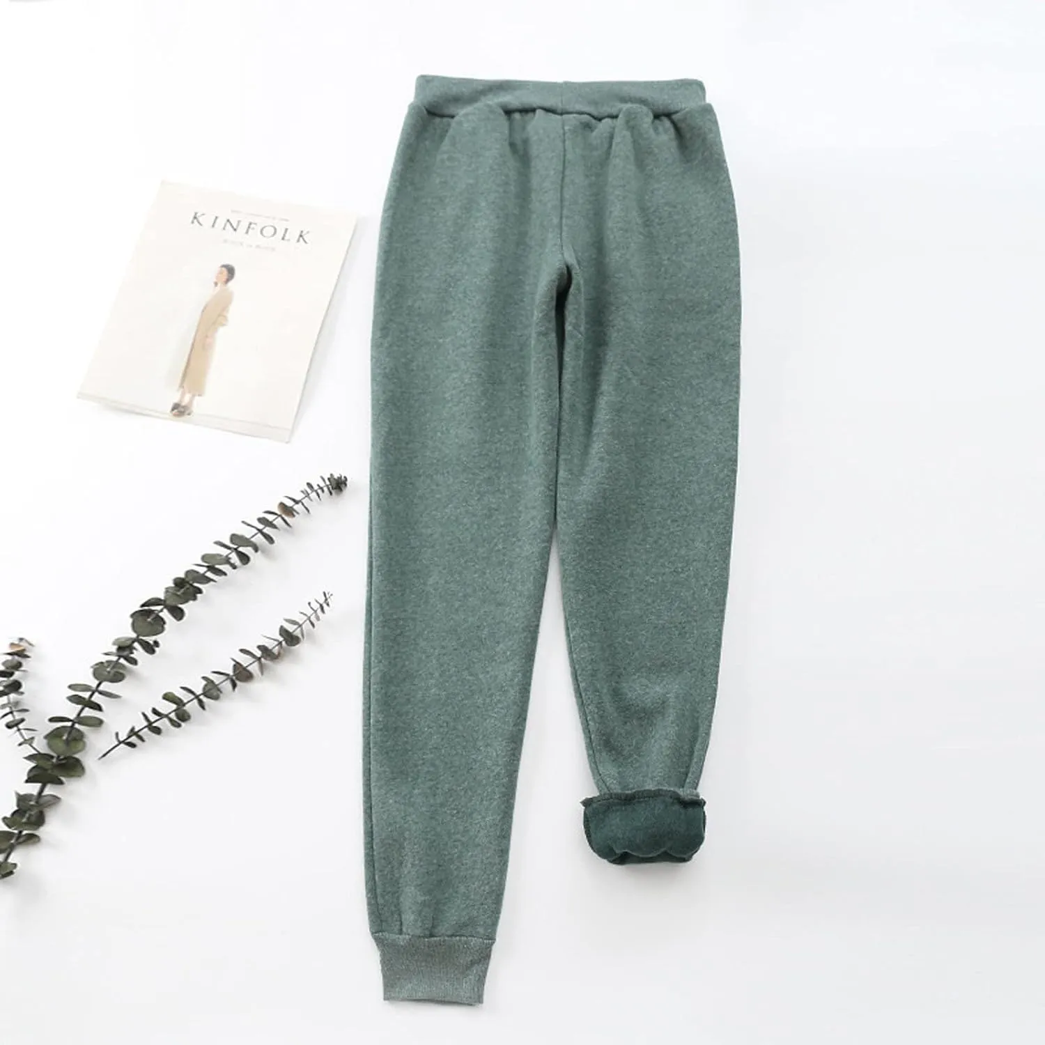 Women's Fleece Sweatpants Sherpa Lined Pants Winter Warm Drawstring Athletic Jogger Cozy Thermal Pants with Pockets