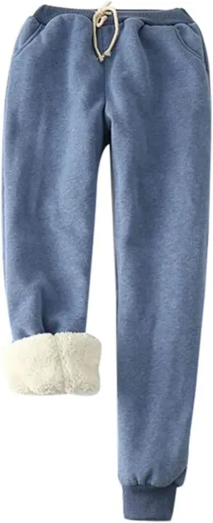 Womens Fleece Sweatpants Sherpa Lined Winter Warm Athletic Jogger Thick Plush Cozy Thermal Pants with Pockets M-5XL
