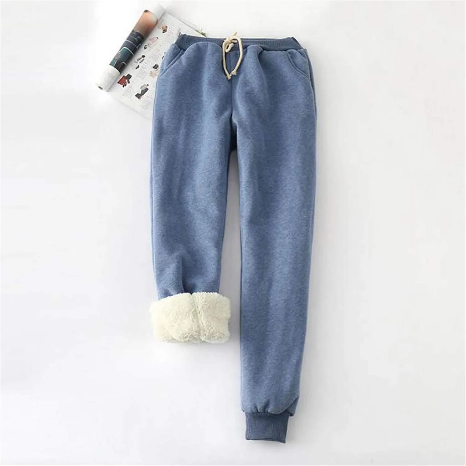 Womens Fleece Sweatpants Sherpa Lined Winter Warm Athletic Jogger Thick Plush Cozy Thermal Pants with Pockets M-5XL