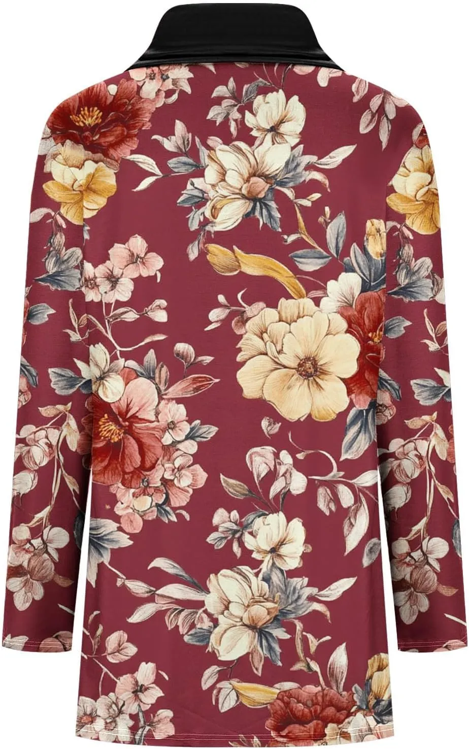 Womens Floral Tops Dressy Casual Button Down Tunic Tops Long Sleeve Cowl Neck Tops Fashion Tunic Tops Blouse