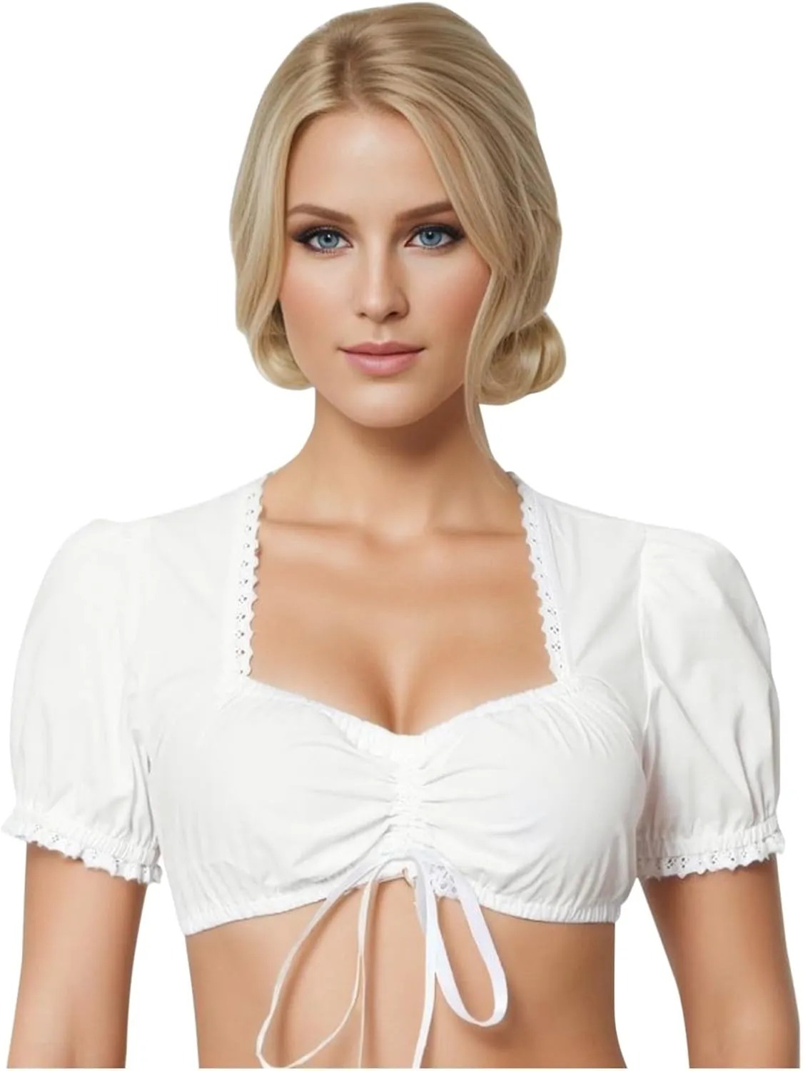 Women's Lace Blouse Classic German Dirndl Blouse Elegant Lace Crop Top Plus Size Oktoberfest Blouse Halloween Costume