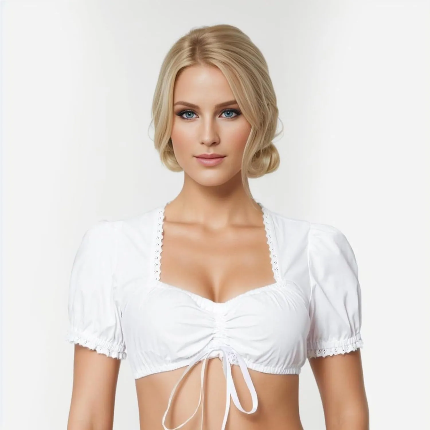 Women's Lace Blouse Classic German Dirndl Blouse Elegant Lace Crop Top Plus Size Oktoberfest Blouse Halloween Costume