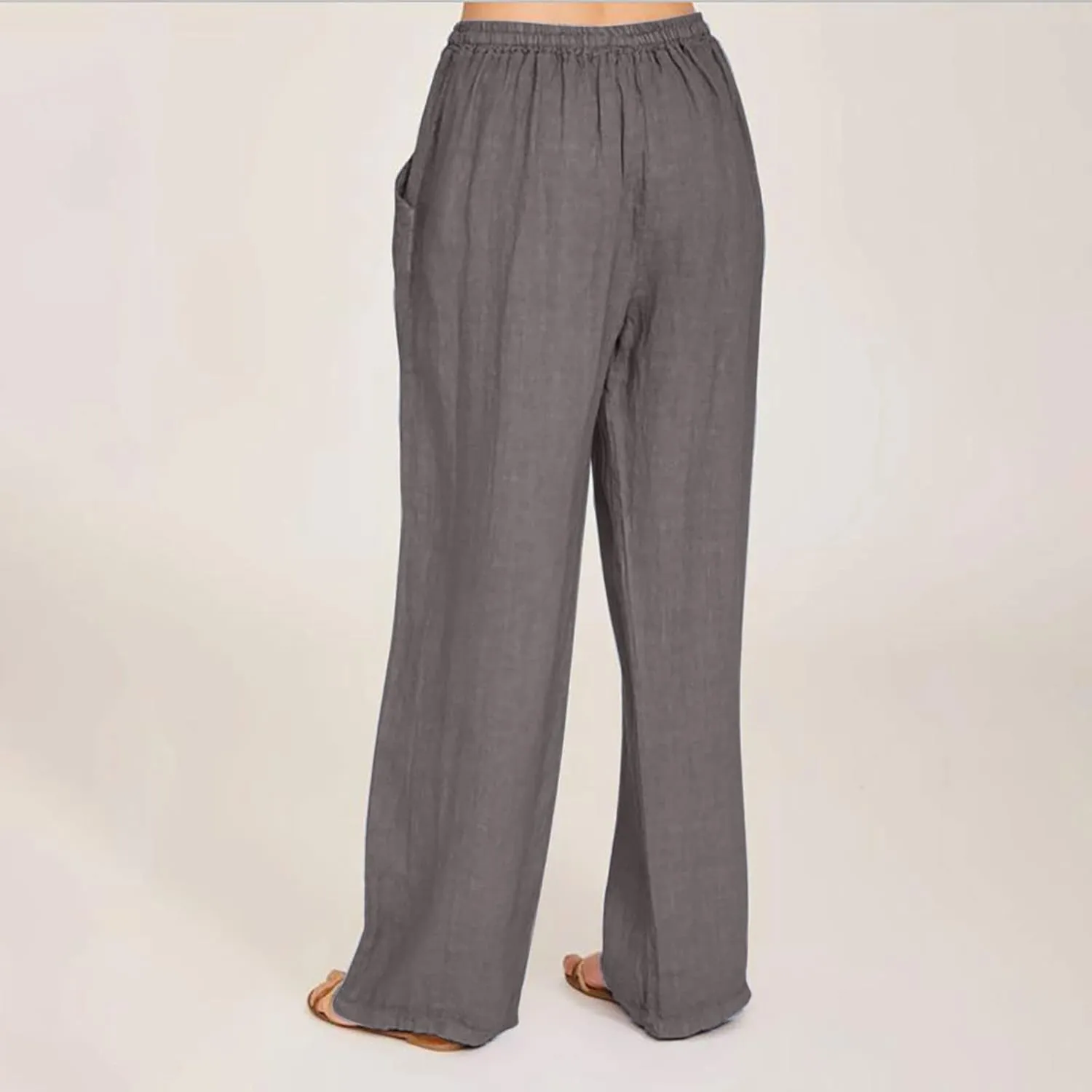 Women's Linen Pants Wide Leg Summer Pants High Waisted Palazzo Pants Comfy Beach Pants Soft Lounge Pants Trousers