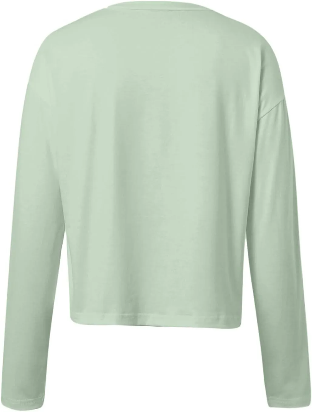 Womens Long Sleeve Cropped T-Shirts Round Neck Drop Shoulder Crop Sweatshirts Solid Casual Crop Tops