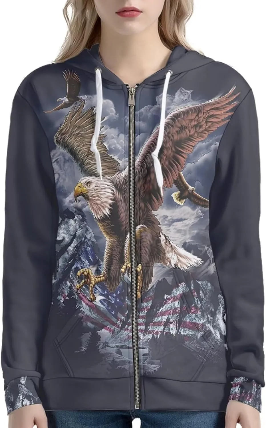 Women's Long Sleeve Hoodie with Smooth Zipper Casual Sweatshirt Y2K Hooded Cardigan Size XS-5XL