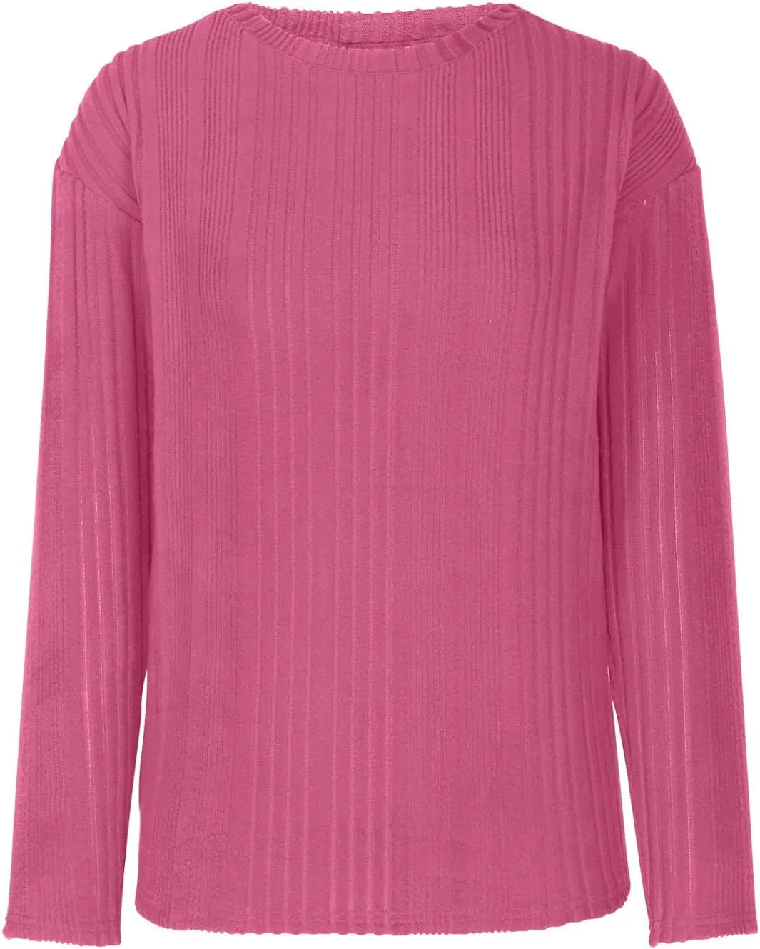 Women's Long Sleeve Tops Crewneck Pullover Sweater Basic Casual Solid Color Tops Fall Soft Drop Shoulder Sweater