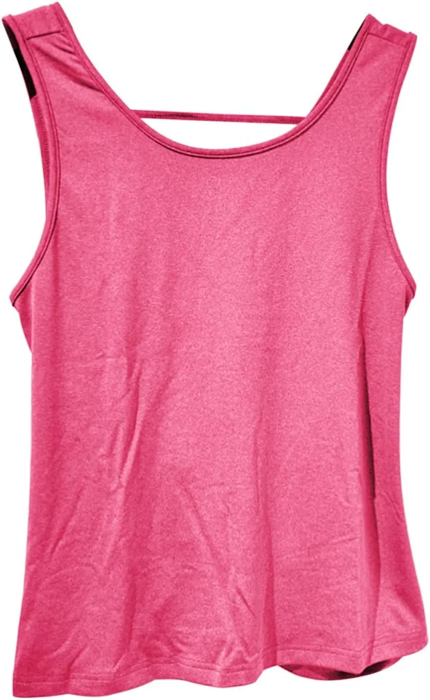 Women's Open Back Tank Tops Lightweight Sleeveless Workout Athletic Gym Yoga Shirts Running Quick Dry Pleated Tops