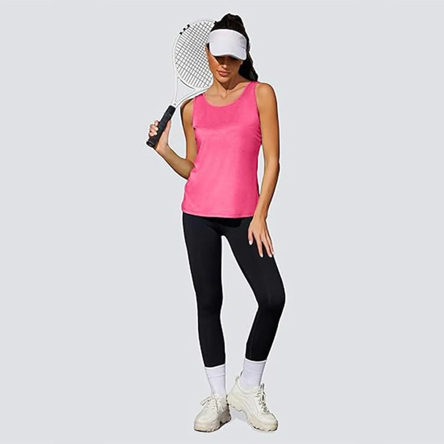Women's Open Back Tank Tops Lightweight Sleeveless Workout Athletic Gym Yoga Shirts Running Quick Dry Pleated Tops