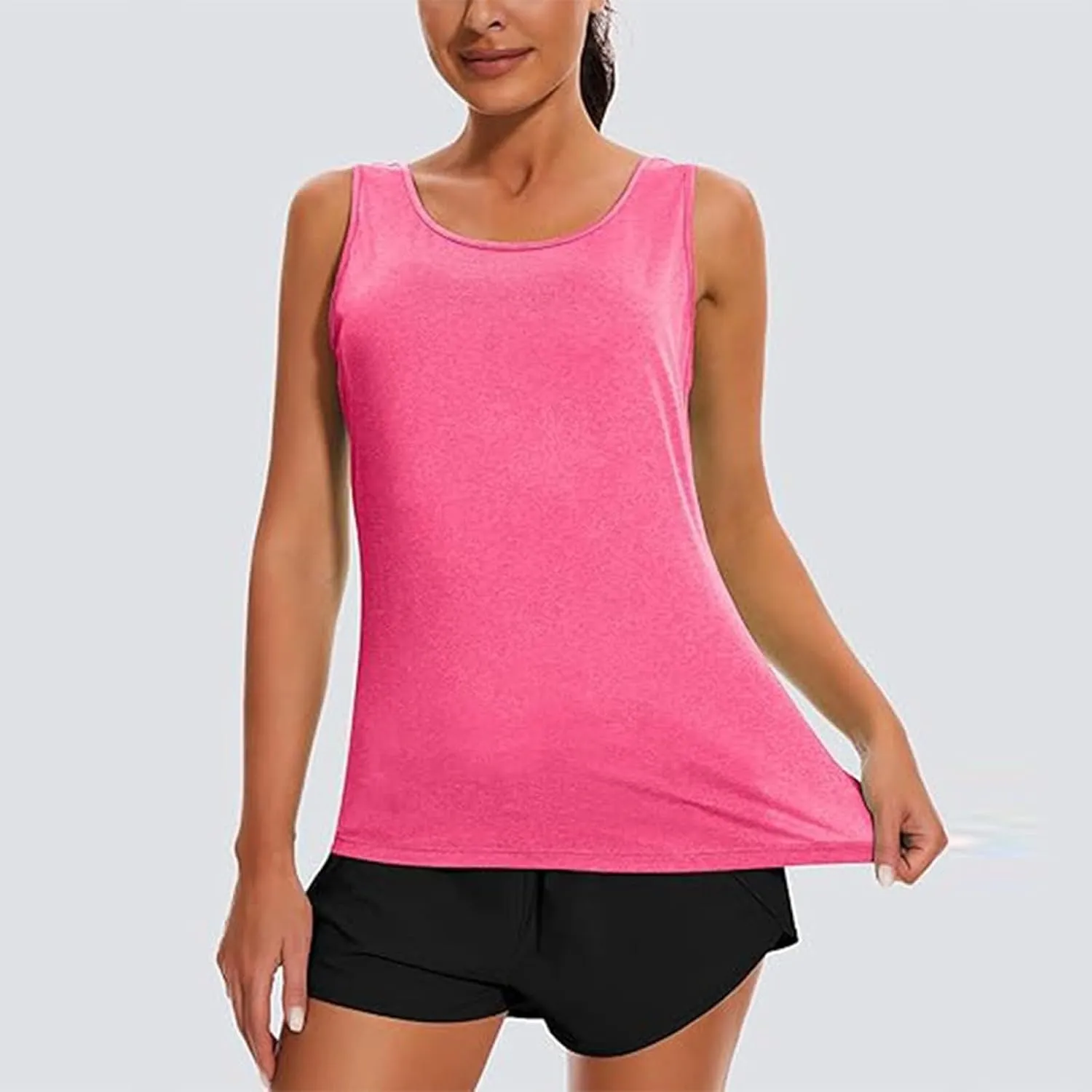 Women's Open Back Tank Tops Lightweight Sleeveless Workout Athletic Gym Yoga Shirts Running Quick Dry Pleated Tops