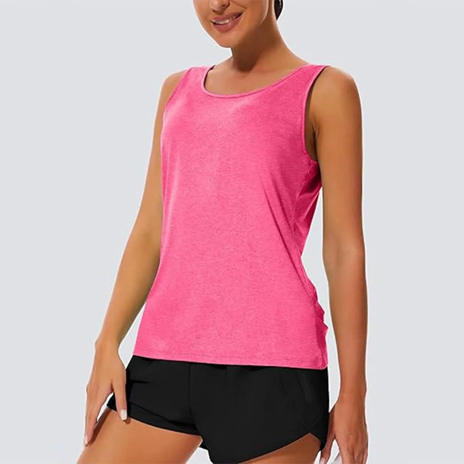 Women's Open Back Tank Tops Lightweight Sleeveless Workout Athletic Gym Yoga Shirts Running Quick Dry Pleated Tops