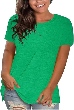 Womens Oversized Tops Hide Belly T Shirts Tops Crew Neck Short Sleeve Shirts Casaul Loose Basic Blouses